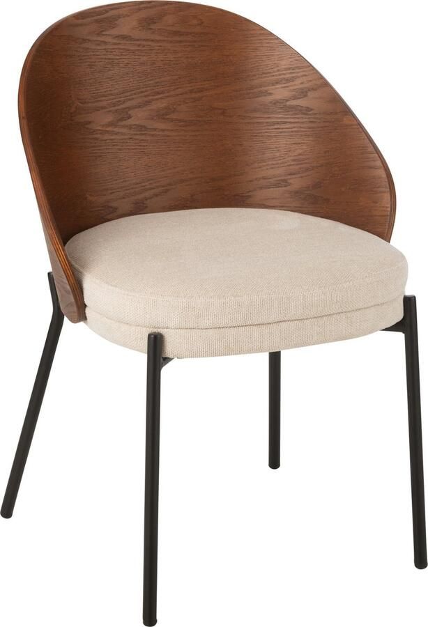 J-Line stoel Londe multiplex metaal bruin beige