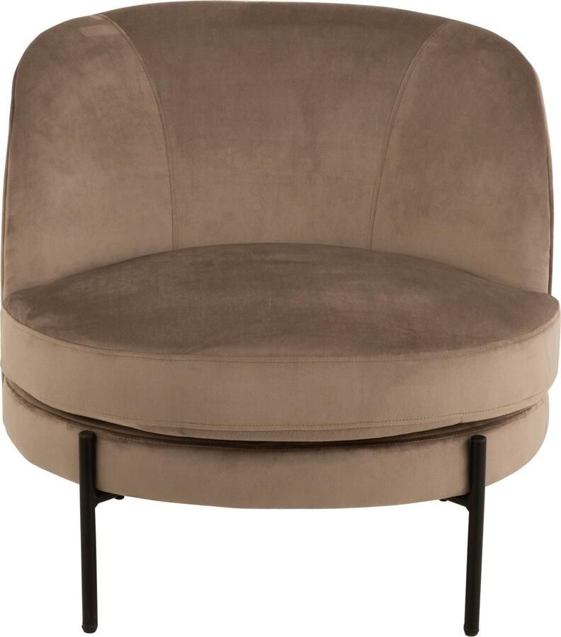 J-Line Lounge Stoel Rond Textiel Metaal Bruin