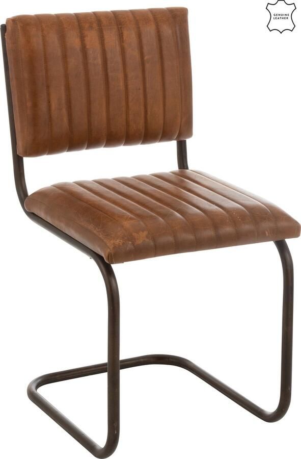 J-Line Stoel Modern Leder metaal Cognac 52x45x88cm