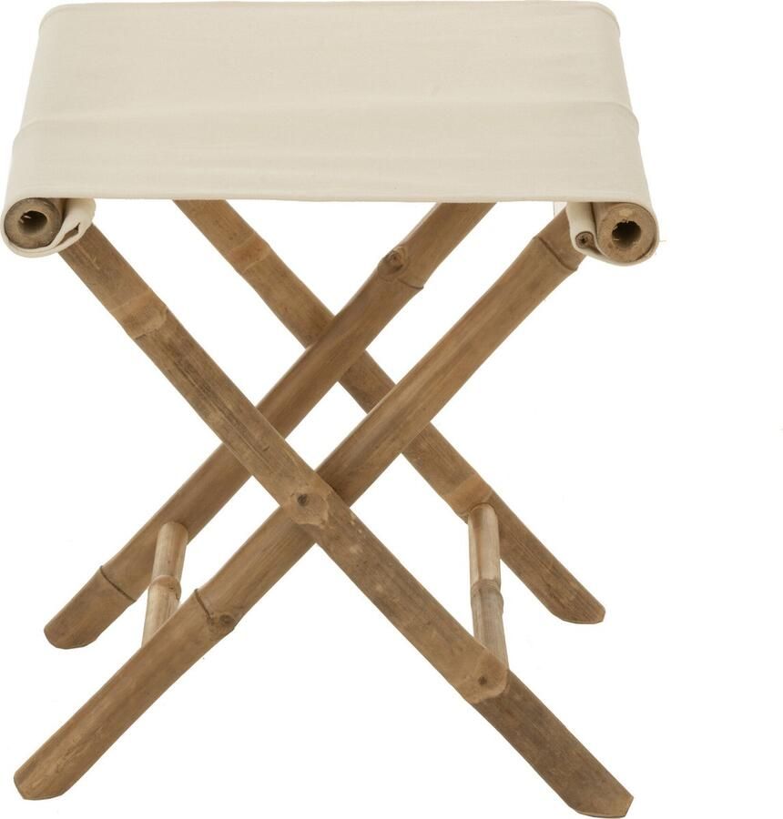 J-Line Plooibaar stoel bamboe & textiel naturel & wit woonaccessoires