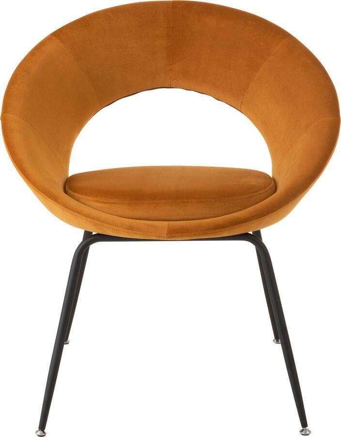 J-Line stoel Rond metaal textiel oker 2 stuks