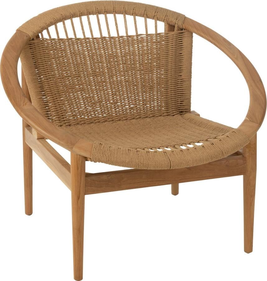 J-Line Stoel Rond Teak Hout Naturel 90x90x70cm
