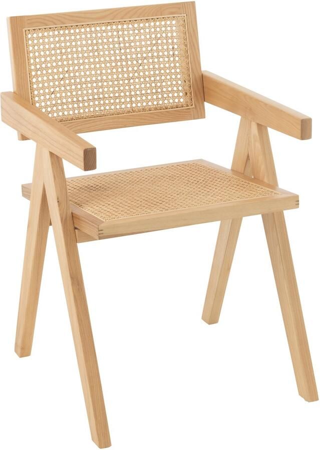 J-Line Stoel Rooster Essenhout Rattan Naturel