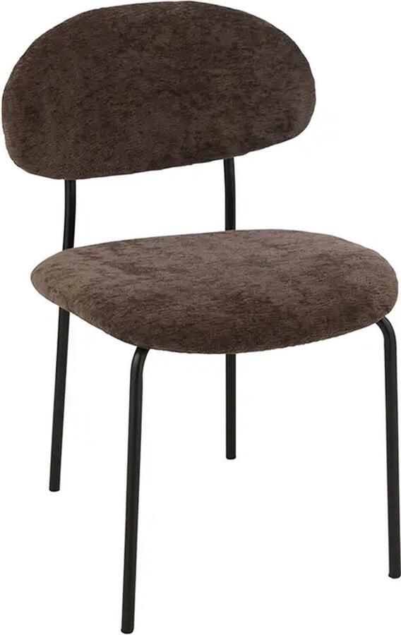 J-Line eetstoel textiel metaal donkerbruin