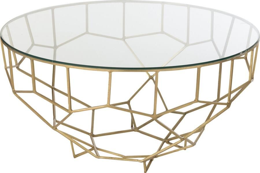 J-Line Tafel Moza Metaal glas Goud 90x90x44cm - Foto 2