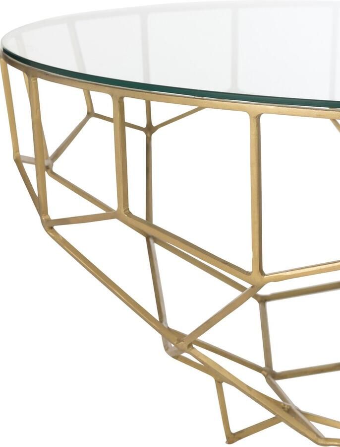 J-Line Tafel Moza Metaal glas Goud 90x90x44cm
