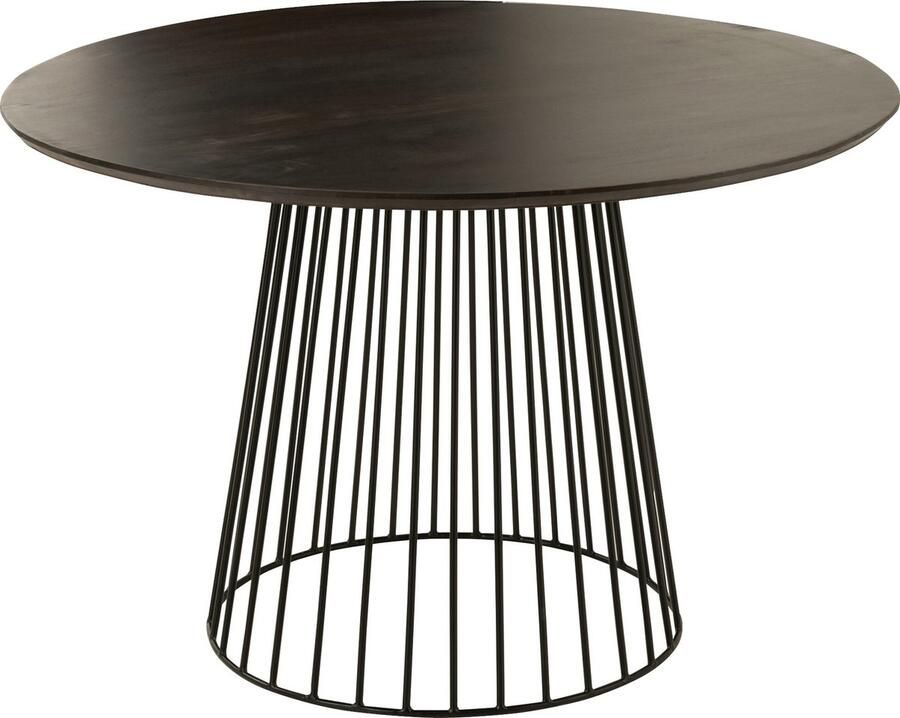 J-Line Tafel Rond Mangohout Metaal Naturel Zwart 120x120x76cm