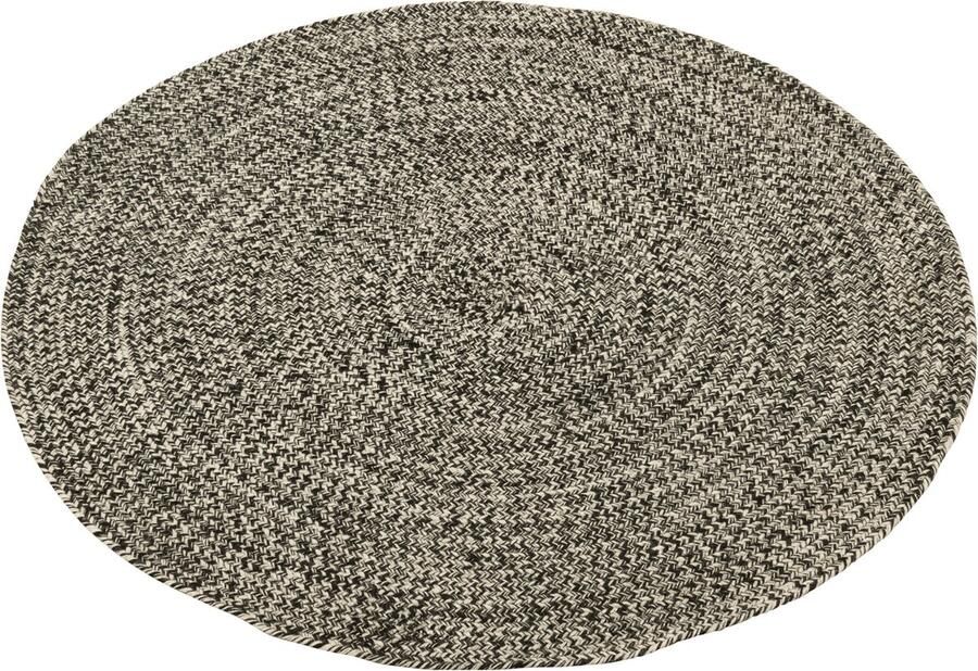 J-Line Tapijt Miami Outdoor Polyester Zwart wit Medium 150x150x1cm