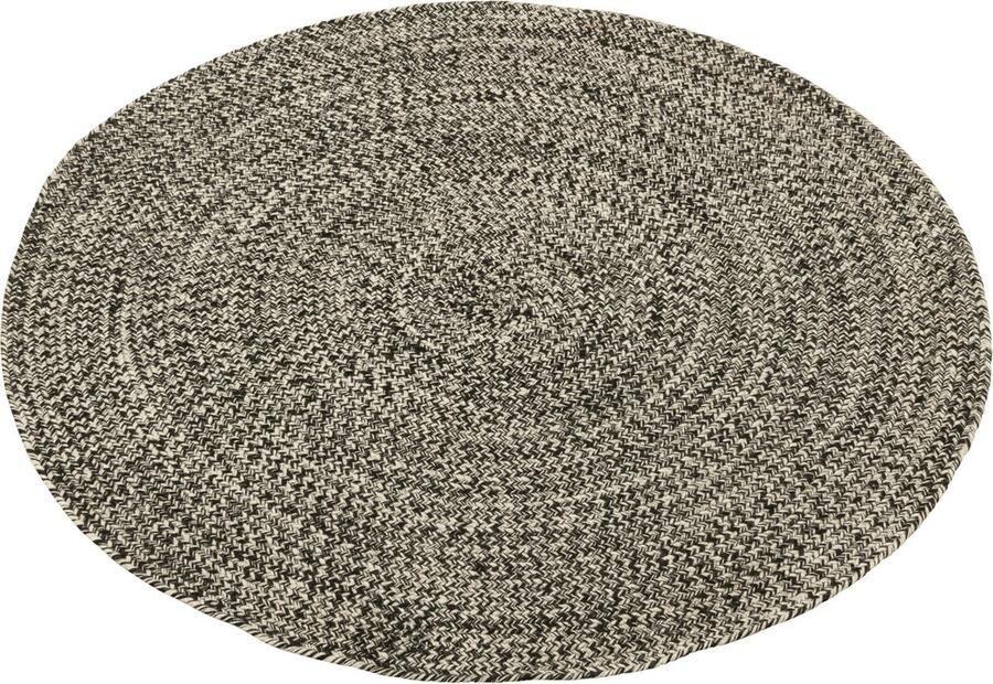 J-Line Tapijt Miami Outdoor Polyester Zwart Wit Small Vloerkleed 120 x 120 cm