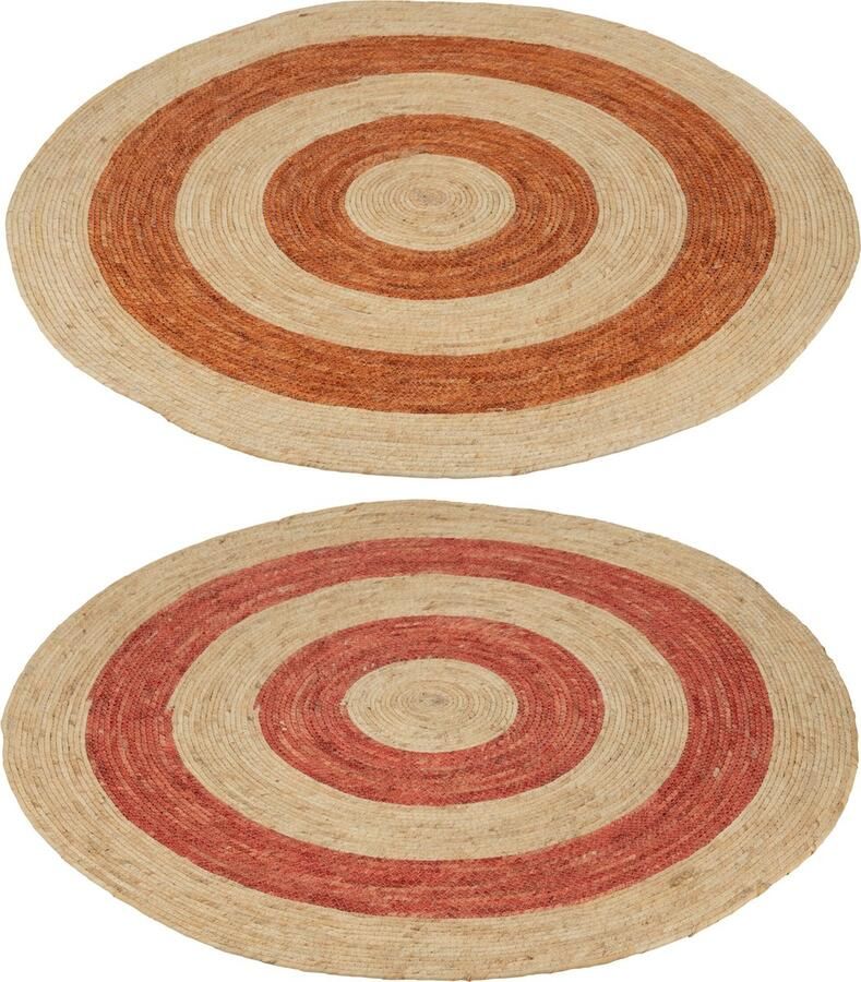 J-Line Tapijt Rond Cirkels Maïs Oranje Rood Large Assortiment Van 2