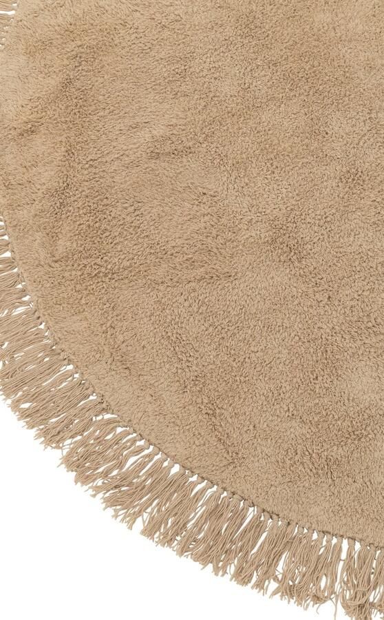 J-Line tapijt Rond + Franjes katoen beige