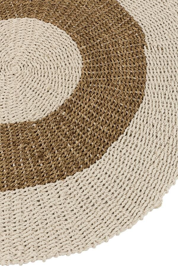 J-Line Tapijt Rond Zeegras Wit Naturel Small Vloerkleed 120 x 120 cm
