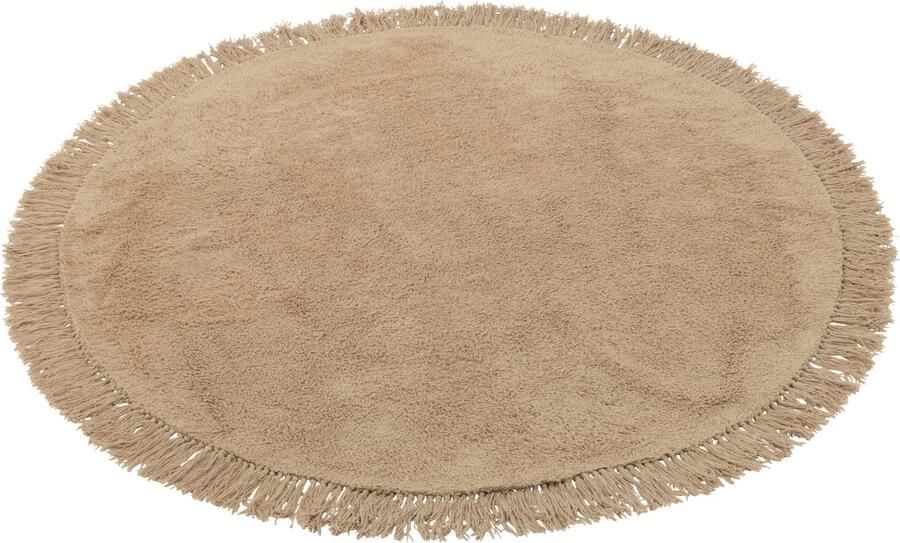 J-Line Tapijt Rond+franjes Donker Beige 150x150x2cm