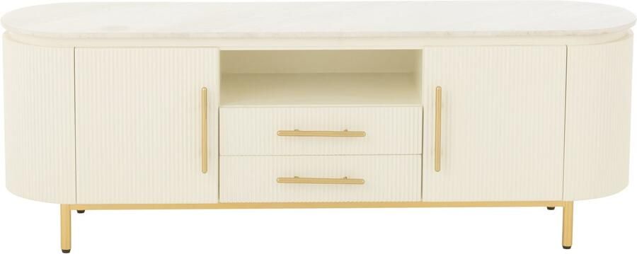J-Line tv kast marmer metaal wit goud