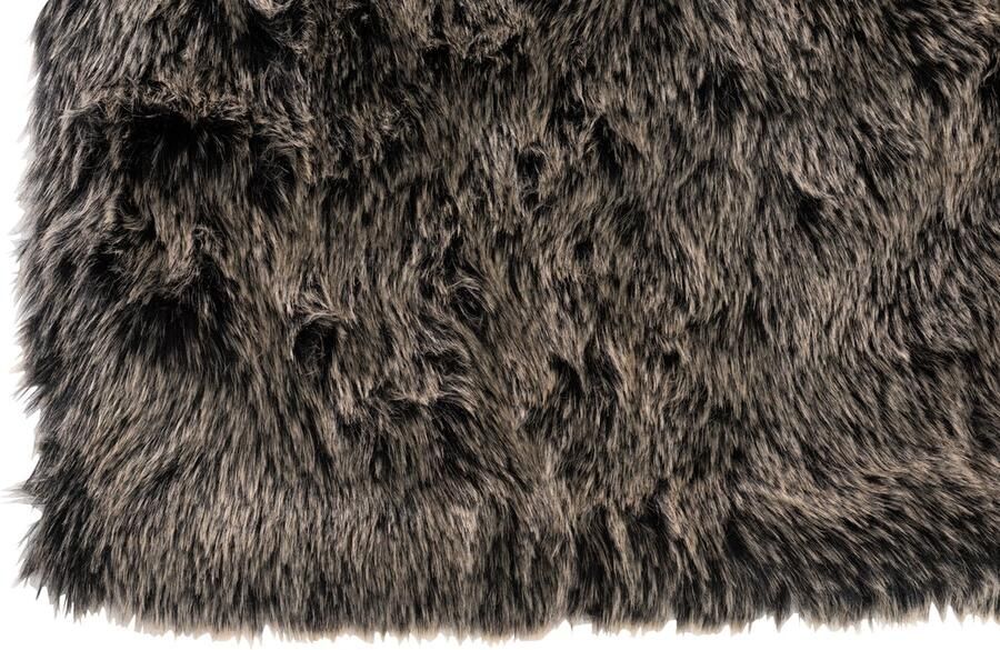 J-Line vloerkleed Lang nepbont textiel grijs zwart wit