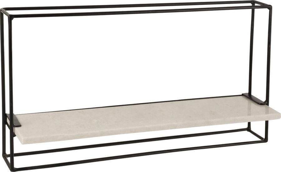 J-Line Muurrek 1Plank Ijzer Marmer Zwart Wit Large Vaderdag Geschenk Cadeau Voor Papa