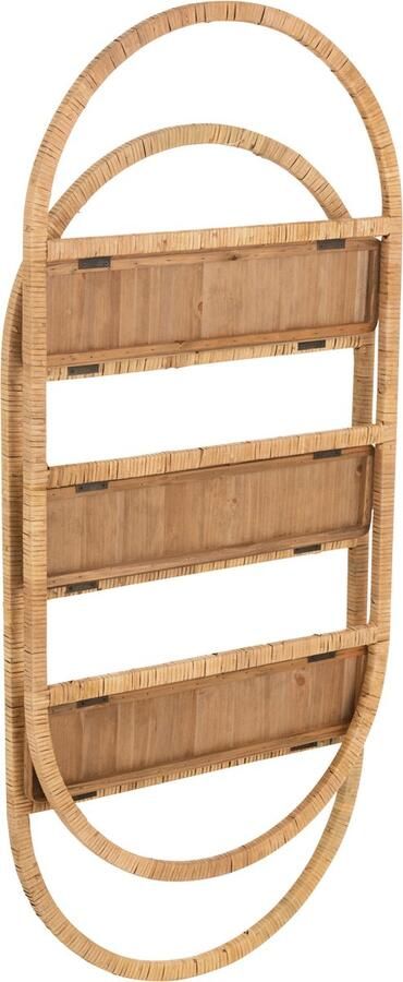 CaliCosy Etagere Murale Ovale 3 Planches pliable Rotin Naturel
