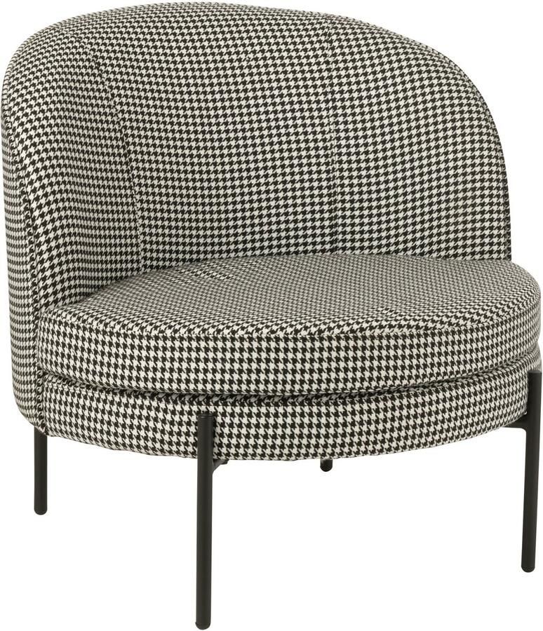 J-Line Fauteuil Zetel Pied-De-Poule Ijzer Zwart Wit - Foto 2