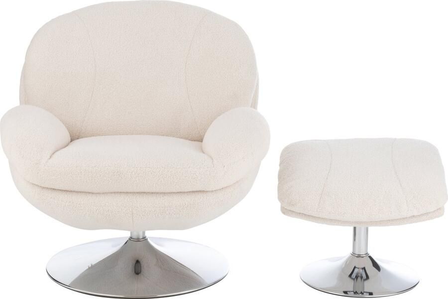 J-Line relax zetel + voetbank metaal multiplex creme zilver - Foto 2