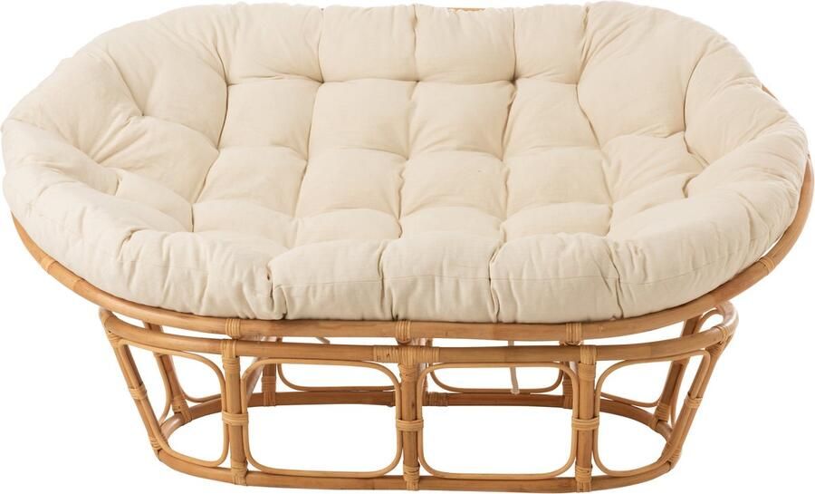 J-Line Zetel Roni Met Kussen Rotan Naturel Wit