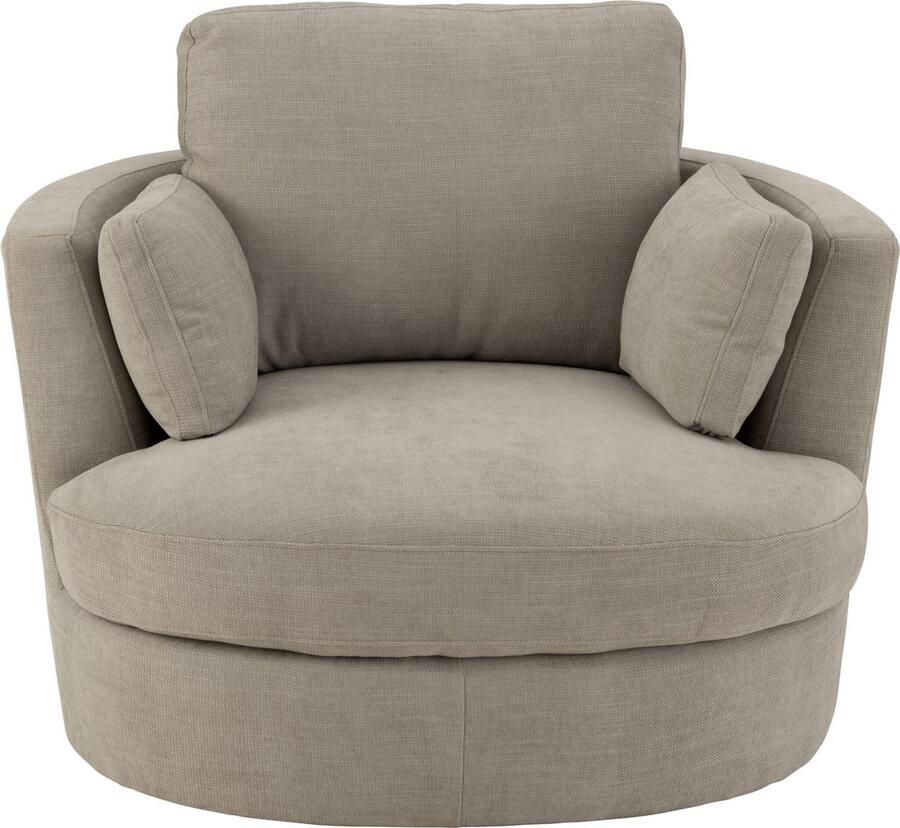 J-Line Loungestoel Swiv Hout Textiel Grijs