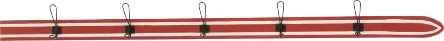 J-Line Kapstok Ski 5 Haken Hout Rood Wit 2 stuks