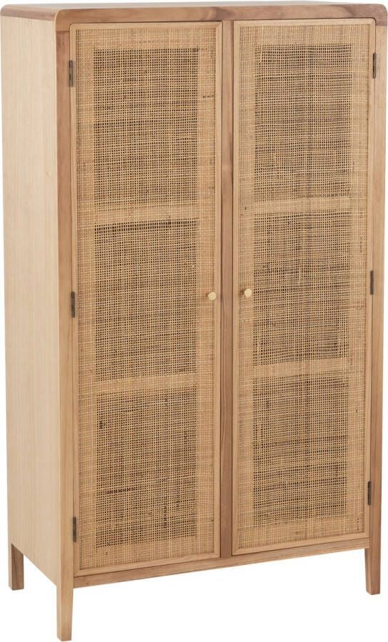 CaliCosy Armoire 2 portes en bois et rotin naturel L80 cm