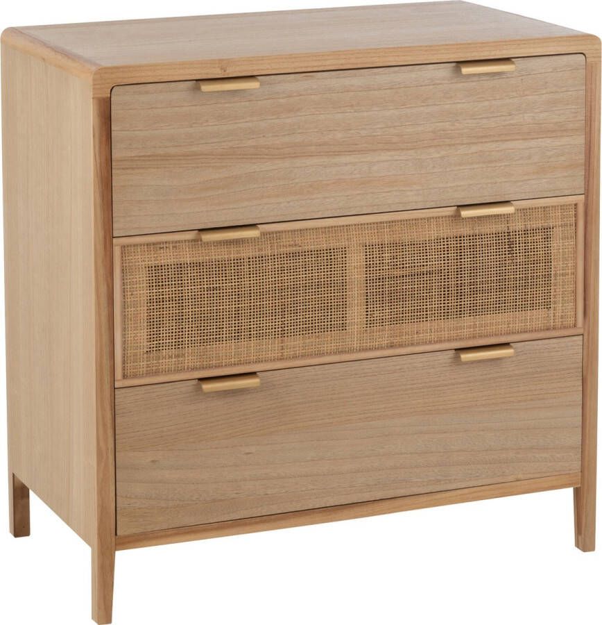 CaliCosy Commode 3 Tiroirs en Bois Massif et Rotin L90 cm - Foto 1