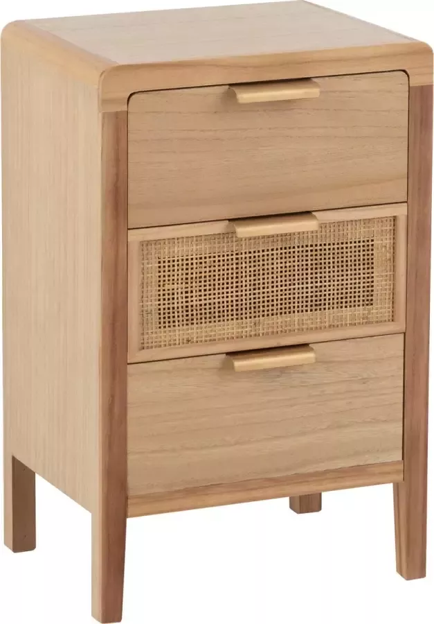 CaliCosy Commode 3 Tiroirs en Bois Massif et Rotin L90 cm - Foto 3