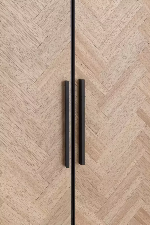 CaliCosy Armoire Haute 2 portes zigzag en bois et métal noir