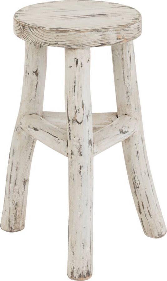 J-Line Kruk Ibiza Rond Hout White Wash 26x26x50cm