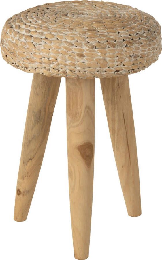 J-Line kruk Rond hout waterhyacint naturel