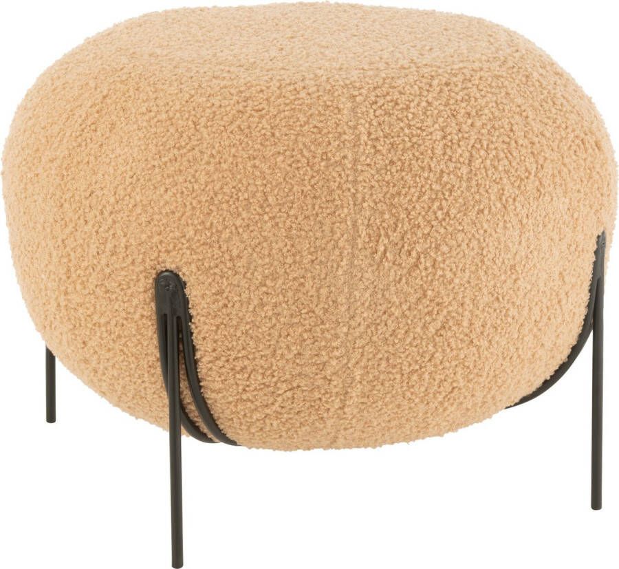 J-Line kruk Rond velvet camel