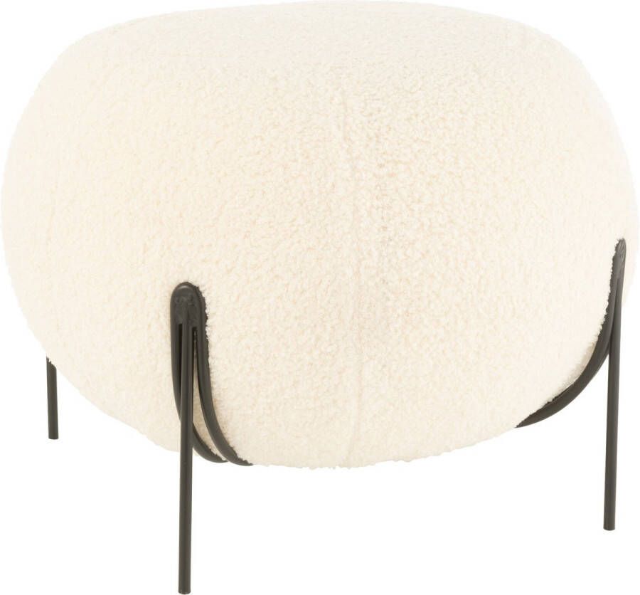 J-Line Kruk Rond Velvet Wit