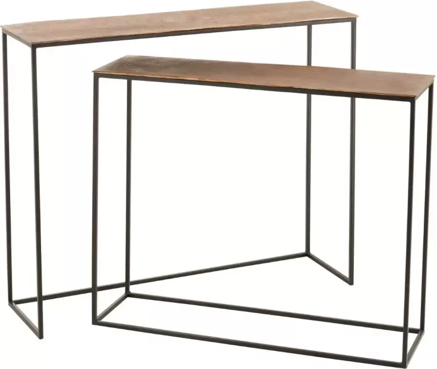 J-Line Lot de 2 Consoles rectangulaires Aluminium Rouille