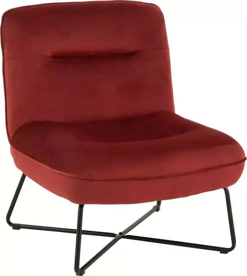 J-Line Lounge Stoel Frame Textiel|Metaal Steen Rood