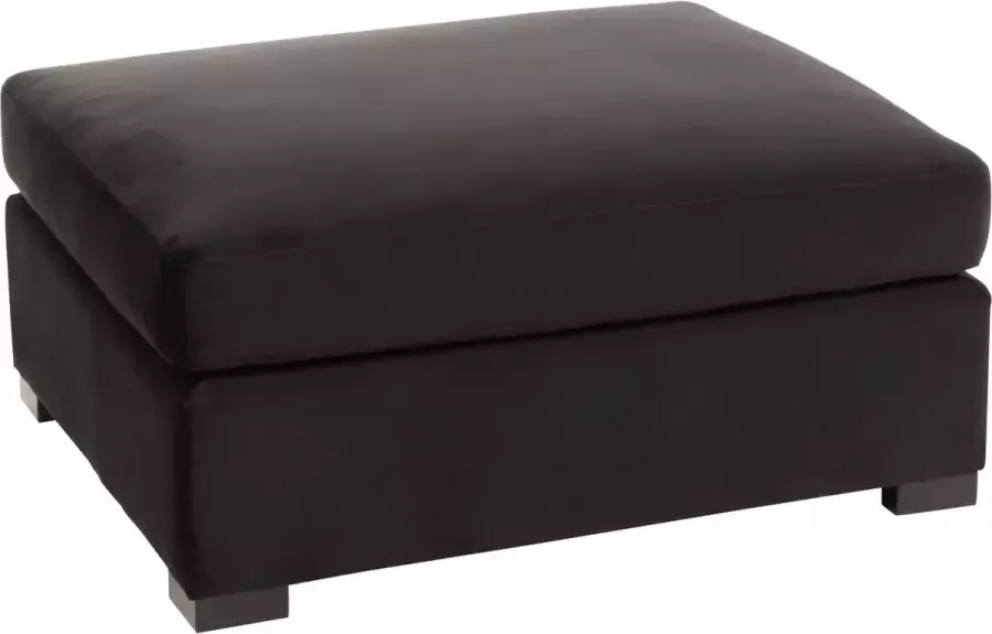 J-Line Ottoman zetel 2 pers velvet & hout zwart – woonaccessoires