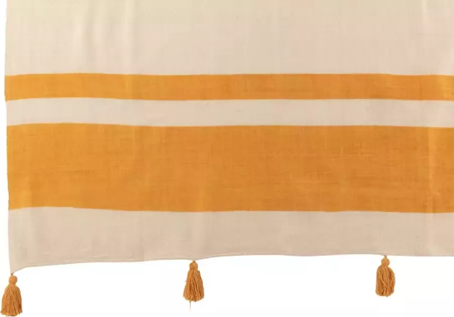 J-Line Plaid textiel wit geel 185x135x (h)2 cm