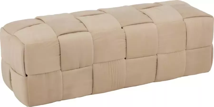 J-Line Poef 3-Zit Textiel Hout Beige