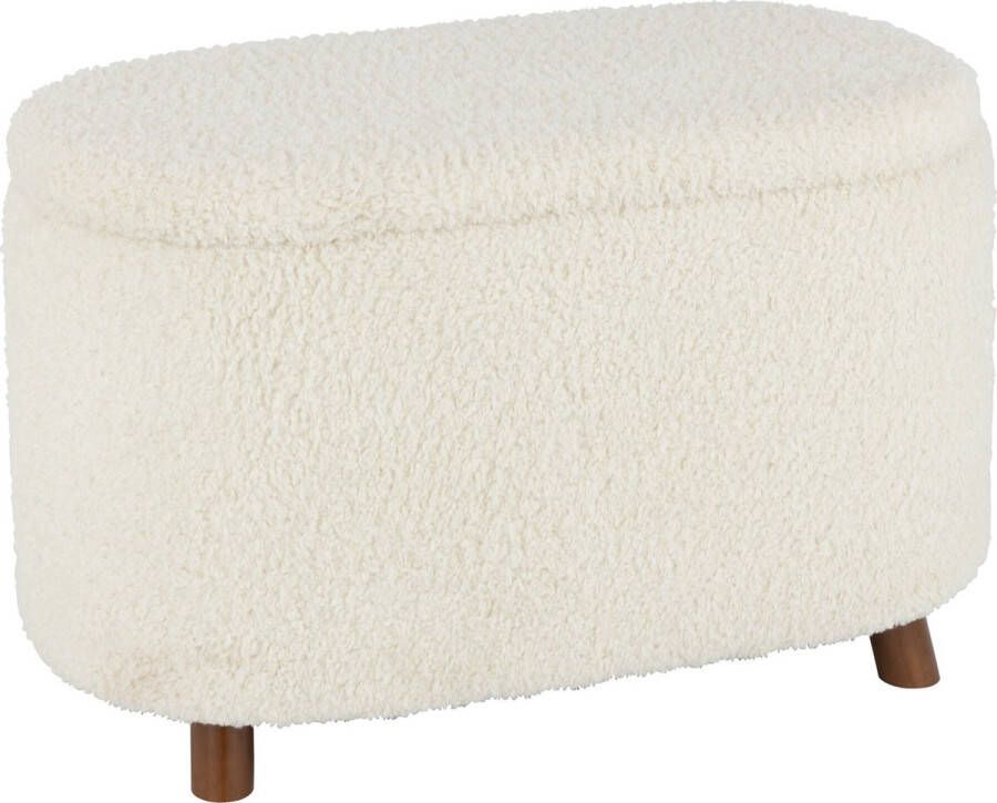 J-Line poef Opslag Teddy polyester bwit