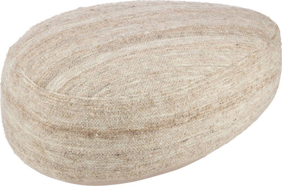 J-Line poef steen tweekleurig weefsel wol beige - Foto 2