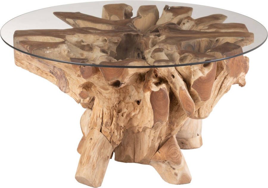 J-Line Salon Tafel Raoul Teak Hout Naturel Small 83x90x45cm