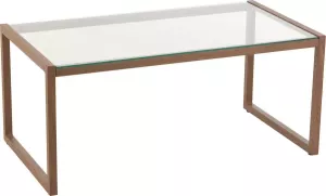 J-Line Salon Tafel Rond Metaal Glas Donker Bruin 91 x 51 x 41.5 cm