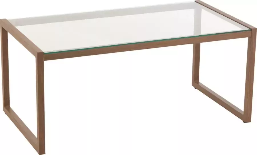 J-Line Salon Tafel Rond Metaal Glas Donker Bruin 90.00 x 50.00 x 40.00 cm