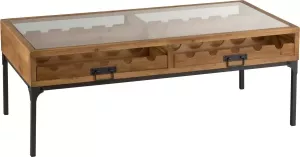 J-Line Salon Tafel Voor Wijnflessen Rechthoek Hout Naturel 120 x 60 x 45.5 cm