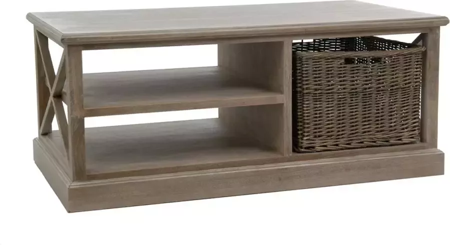 J-Line Salontafel Rechthoek 2 Schuiven en 1 Mand Hout Grijs Bijzettafel 120.2 x 69 x 50.5 cm