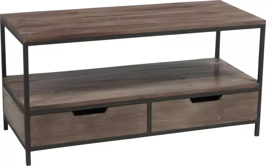 J-Line Salontafel Hout Me Bruin+Zwart 120 x 50 x 60.5 cm