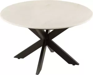J-Line Salontafel Marc Marmer Ijzer Zwart Wit 80 x 80 x 49 cm
