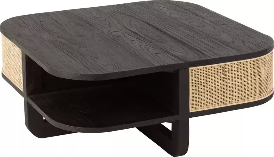 J-Line Salontafel Molly Exotiek Hout Rotan Zwart 89.00 x 89.00 x 38.00 cm