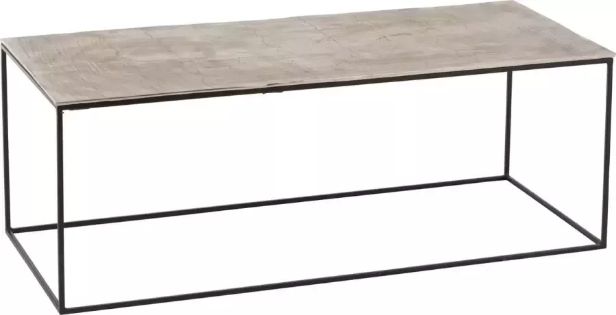 J-Line Salontafel Rechthoek Aluminium Ijzer Zilver Zwart 110.00 x 49.00 x 41.00 cm